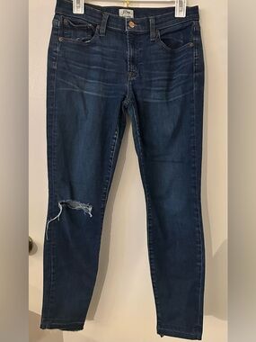 J. Crew Women's Dark Indigo Skinny Jeans with Knee Distress